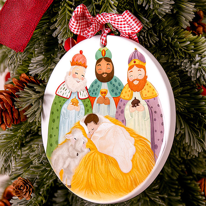 Medallón Reyes y Jesusito 15 cm