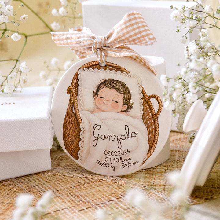 Medallón nacimiento bebés en cerámica pequeño