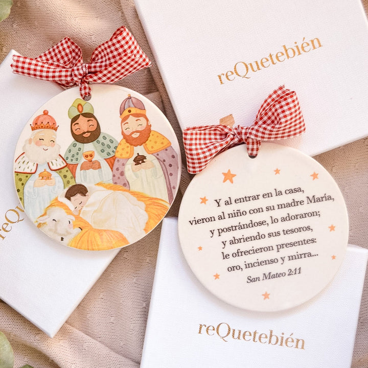 Adorno Navidad Reyes Magos peque con texto