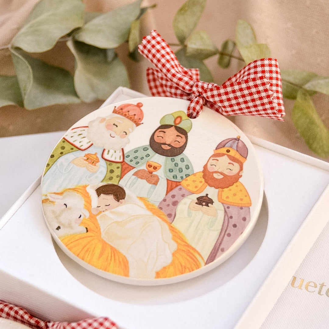 Adorno Navidad Reyes Magos peque con texto