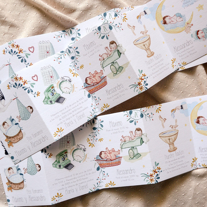 Recordatorio de Bautizo Gemelos