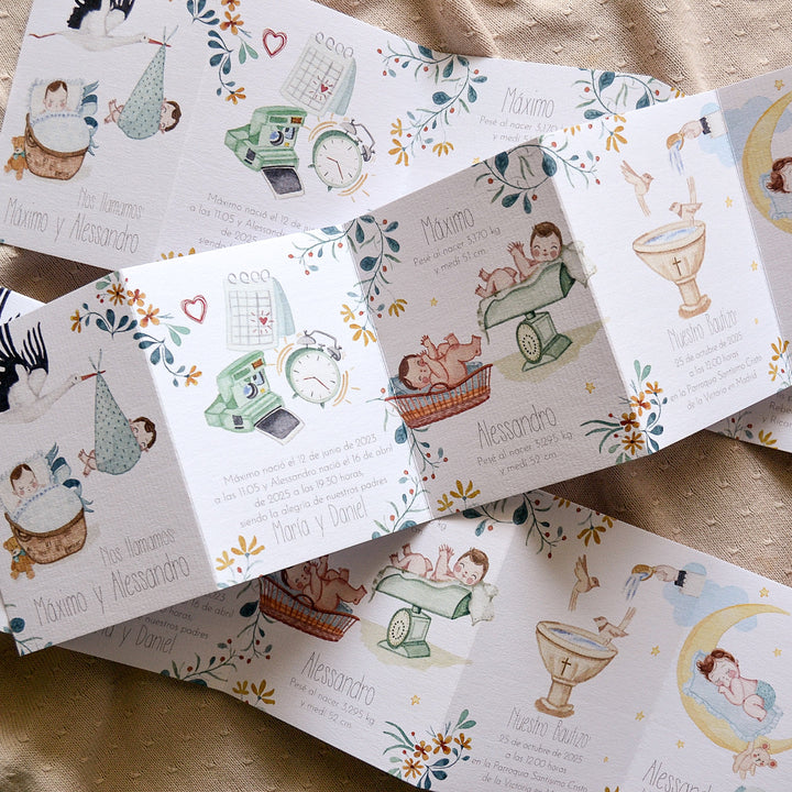 Recordatorio de Bautizo Gemelos