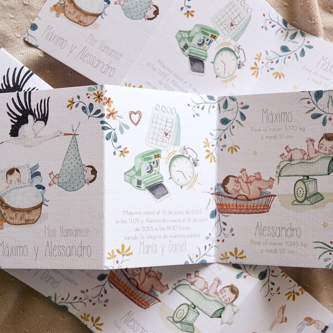 Recordatorio de Bautizo Gemelos