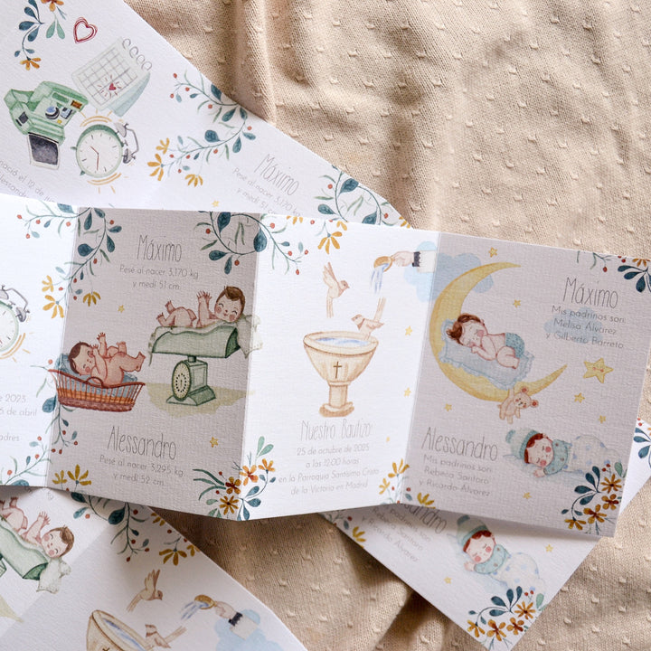 Recordatorio de Bautizo Gemelos