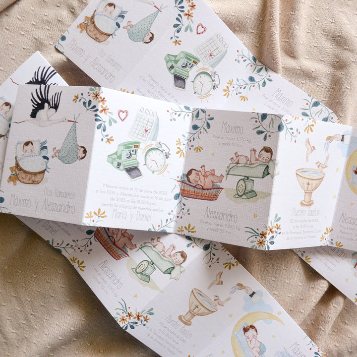 Recordatorio de Bautizo Gemelos