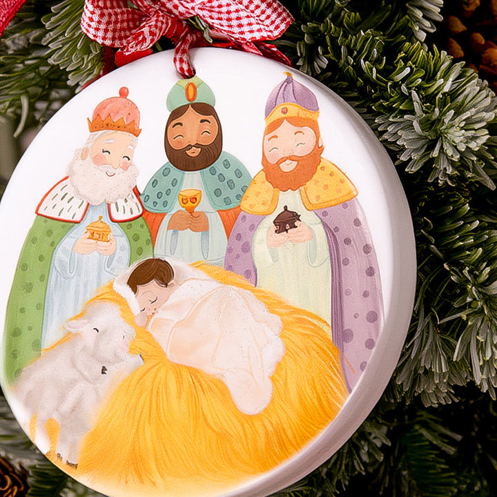 Medallón Reyes y Jesusito 15 cm